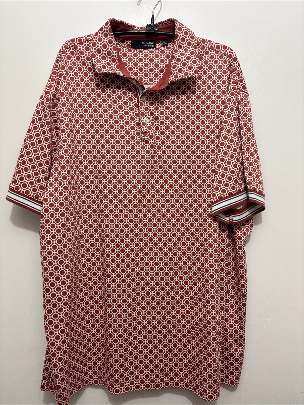 Murano Men's Rust-White Geometric Polo XXL